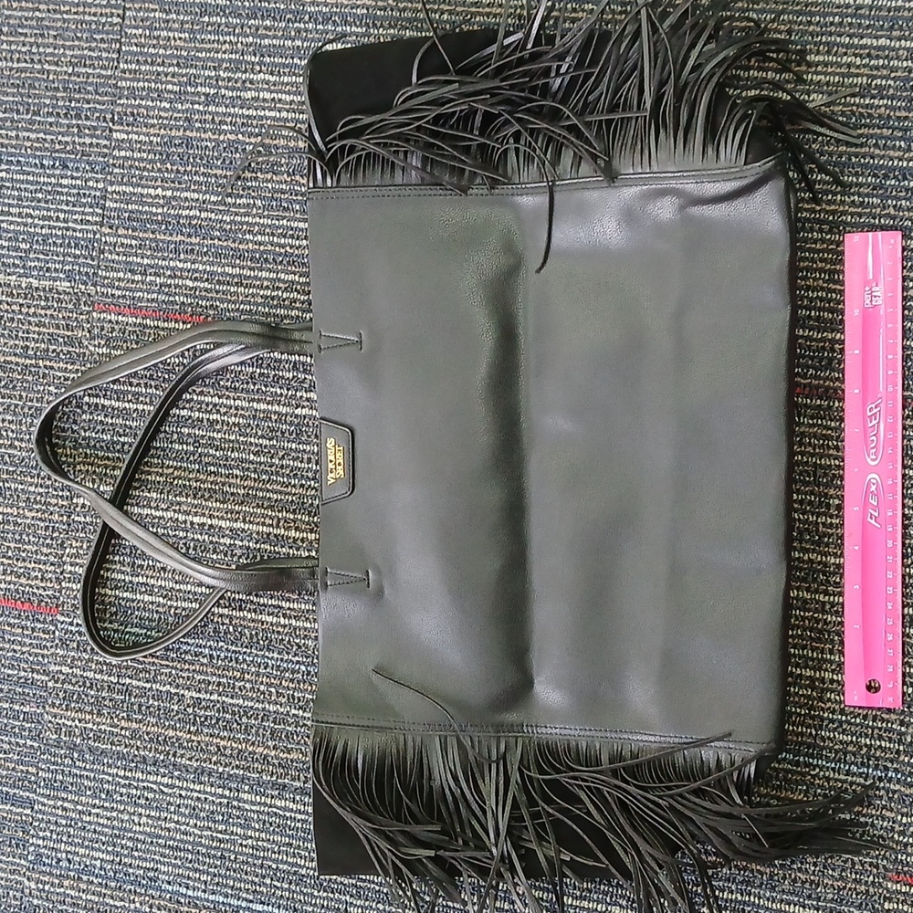 New Victoria Secret black leather fringe tote bag - Picture 4 of 10